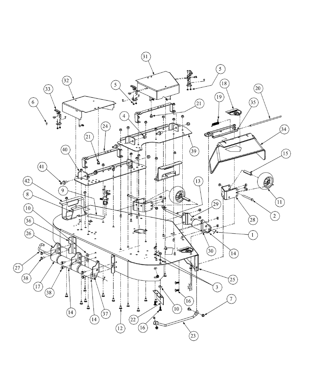 Fab Deck Assembly Diagram and Parts List for HFF1748 55AG5D4V750-WAM Cub Cadet Lawn Mower